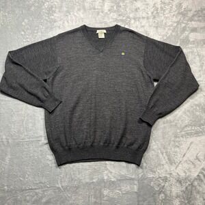 Tagio V-Neck Sweater Mens Medium Gray Merino Wool Blend HRC‎ Equality Pullover